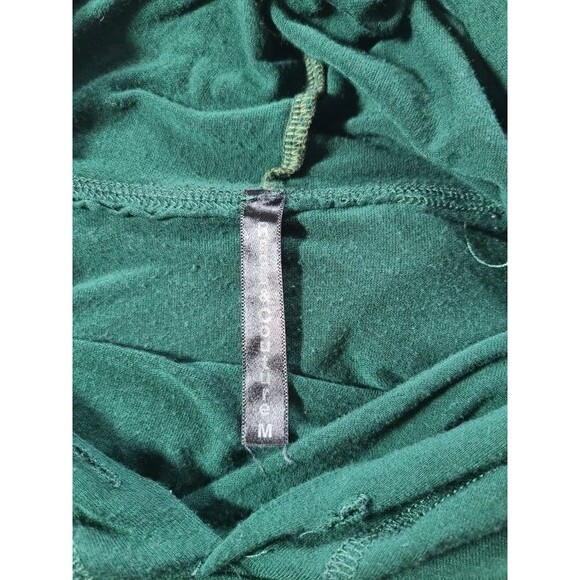 Rags & Couture Green Cutout Shoulder Hoodie Medium Raw Seams Casual Cozy - Picture 3 of 6